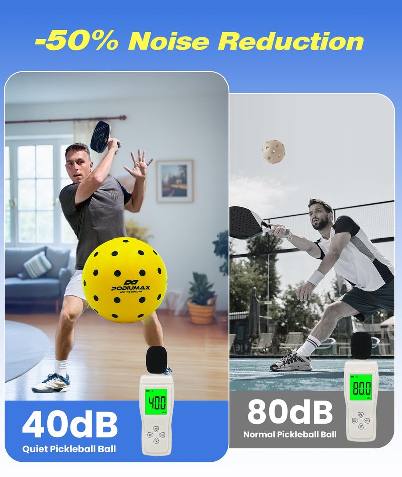 PodiuMax Indoor Pickleball Balls, 6 PCS Quiet Pickleballs, Foam Pickleball for Indoor & Outdoor Practice, Noise Reducing Soft Pickle Balls for All Ground Surfaces - Image 3